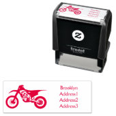 Motorfiets met rode vuilniswagen  zelfinktende stempel (In situ)