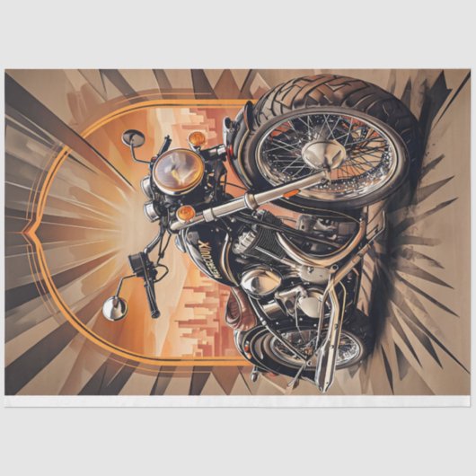 Motorfiets met stadsachtergrond Kleuren Tissue Pap Tissuepapier (Voorkant)