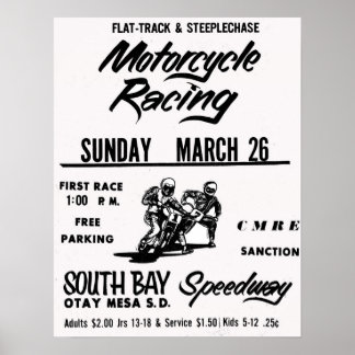 Motorfiets met Zuid-Bay Speedway Otay Mesa Poster