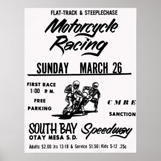 Motorfiets met Zuid-Bay Speedway Otay Mesa Poster (Voorkant)