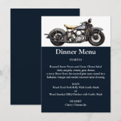 Motorfiets Navy Modern Trouwdiner Menu (Voorkant / Achterkant)