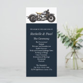  Motorfiets Navy Modern Wedding Programma (Staand voorkant)