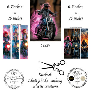 Motorfiets Neon Roze Vlammen Rijder Decoupage  Inpakpapier Vel