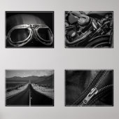 Motorfiets Nostalgie Zwart-wit Print Set (Voorkant)