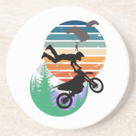 Motorfiets, parachutes en het buitenleven zandsteen onderzetter