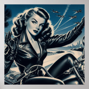  Motorfiets Pin Up Poster
