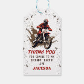 Motorfiets Red Dirt Bike Verjaardag Dank u Cadeaulabel (Achterkant)