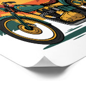 Motorfiets Retro Zonsondergang Poster (Hoek)