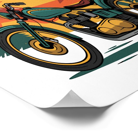 Motorfiets Retro  Zonsondergang Poster (Hoek)