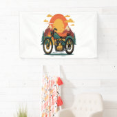 Motorfiets Retro  Zonsondergang Spandoek (Insitu)