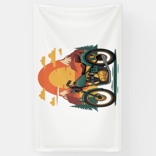 Motorfiets Retro  Zonsondergang Spandoek (Verticaal)