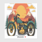 Motorfiets Retro  Zonsondergang Sticker (Vel)