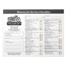 Motorfiets Service Checklist 8.5x11 Liggend