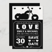 Motorfiets Silhouet Zwart & Wit Save the Date (Voorkant / Achterkant)