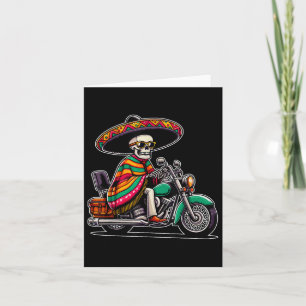 Motorfiets Skeleton Biker Mexicaanse Sombrero Cinc Kaart