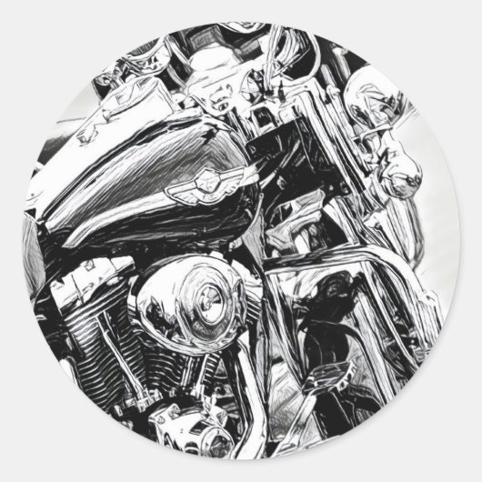 Motorfiets Sketch Sticker (Voorkant)