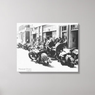 Motorfiets "Street Rally" Wall Art uit 1940 Canvas Afdruk