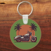  Motorfiets Sunset Beach Cool Classic Biker Sleutelhanger (Achterkant)