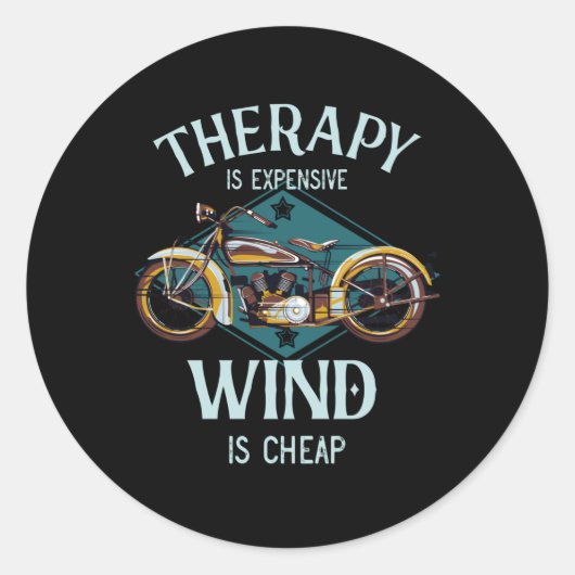 Motorfiets Therapie Wind  Biker Gift Ronde Sticker (Voorkant)