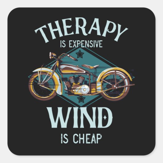 Motorfiets Therapie Wind  Biker Gift Vierkante Sticker (Voorkant)