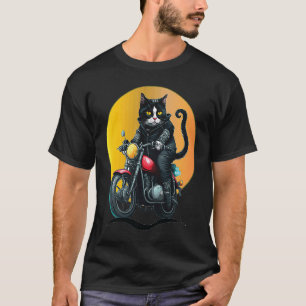 Motorfiets Tuxedo Kat Pap Mam Kittens T-shirt