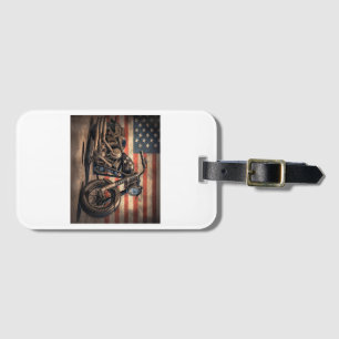 Motorfiets USA Flag Retro Biker Bagagelabel