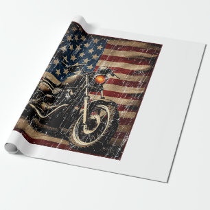 Motorfiets USA Flag Retro Biker Cadeaupapier