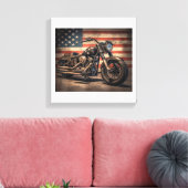 Motorfiets USA Flag Retro Biker Canvas Afdruk (Insitu (Woonkamer))