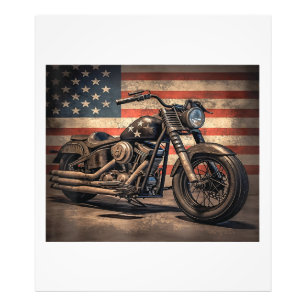 Motorfiets USA Flag Retro Biker Foto Afdruk