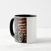 Motorfiets USA Flag Retro Biker Mok (Voorkant links)
