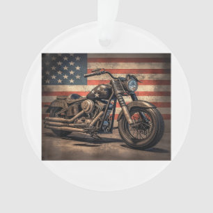 Motorfiets USA Flag Retro Biker Ornament