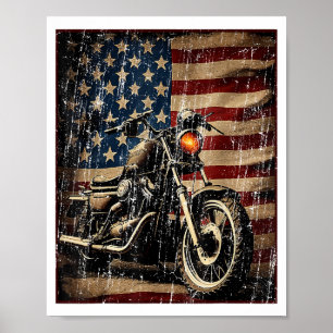 Motorfiets USA Flag Retro Biker Poster