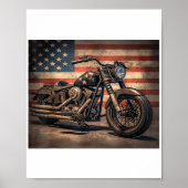 Motorfiets USA Flag Retro Biker Poster (Voorkant)