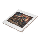 Motorfiets USA Flag Retro Biker Tegeltje (Zijkant)