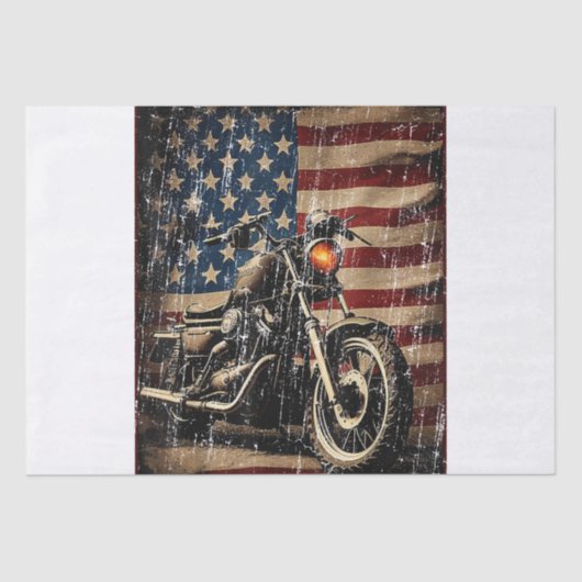 Motorfiets USA Flag Retro Biker Tissuepapier (Voorkant)