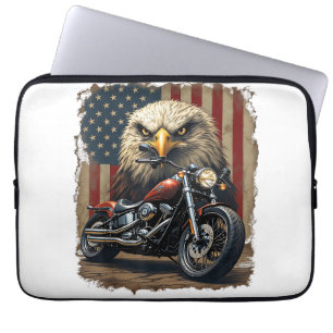 Motorfiets USA Vlag Retro Biker Chopper Laptop Sleeve