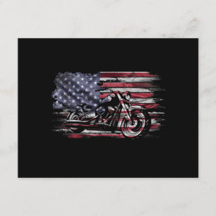 Motorfiets USA Vlag Retro Biker, Motorfiets Informatiekaartje