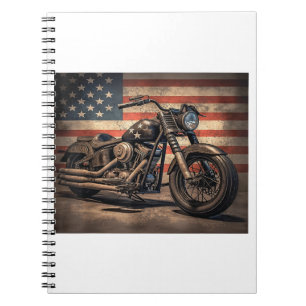 Motorfiets USA Vlag Retro Biker Notitieboek
