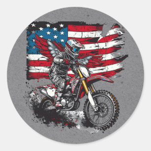 Motorfiets Verenigde Staten Vlag 00ste Verjaardags Ronde Sticker