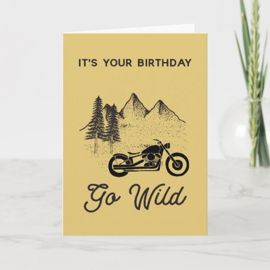 Motorfiets Verjaardag Go Wild  look Kaart (Voorkant)