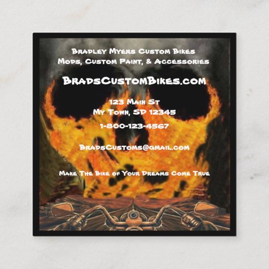 Motorfiets Verkoop & Service Vierkante Visitekaartje (Achterkant)