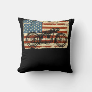 Motorfiets VS vlag patriottisch op 4 juli Kussen