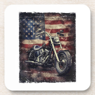 Motorfiets VS Vlag Retro Biker Amerikaans Bier Onderzetter