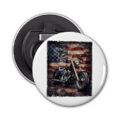 Motorfiets VS Vlag Retro Biker Amerikaans Button Flesopener (Voorkant)