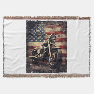 Motorfiets VS Vlag Retro Biker Amerikaans Deken