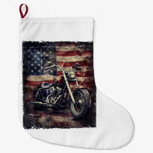 Motorfiets VS Vlag Retro Biker Amerikaans Grote Kerstsok