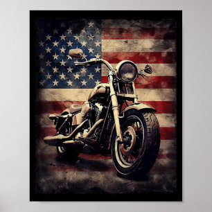  Motorfiets VS Vlag Retro Biker Amerikaans Poster