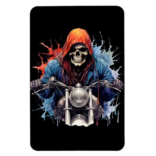 Motorfiets Waterverf Skeleton Rider Magneet (Verticaal)