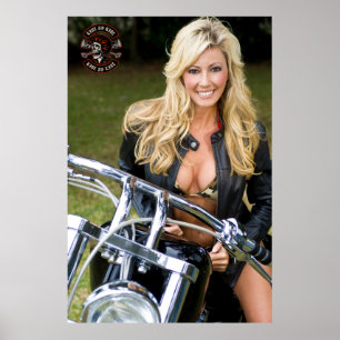 Motorfiets winkel logo bikini babe aanpassen  poster
