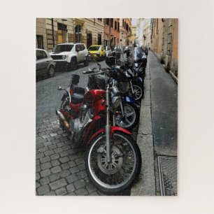 Motorfietsen geparkeerd langs een straat in Rome,  Legpuzzel